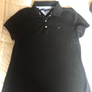 Tommy Hilfiger large collar shirt. Black.